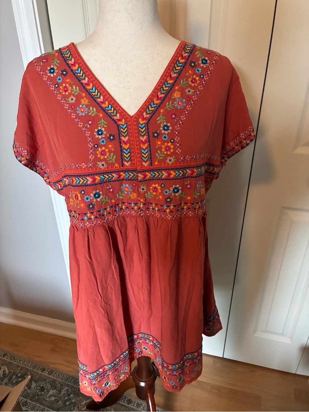 Savanna Jane Coral Embroidered V-Neck Tunic